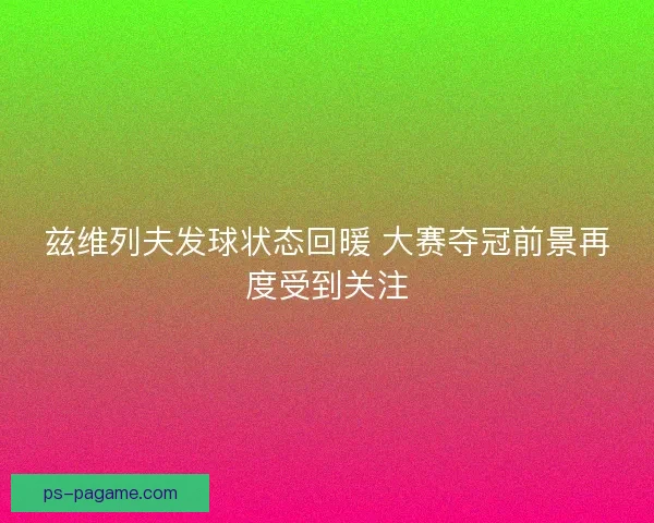 兹维列夫发球状态回暖 大赛夺冠前景再度受到关注
