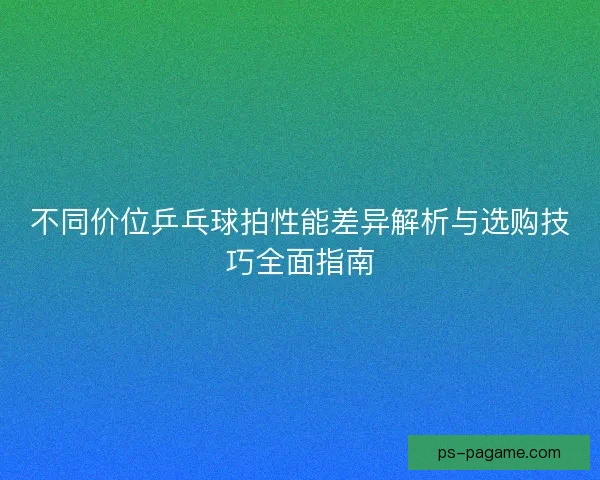 不同价位乒乓球拍性能差异解析与选购技巧全面指南